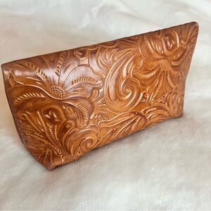 Patricia Nash Leather zippered / fold over clutch